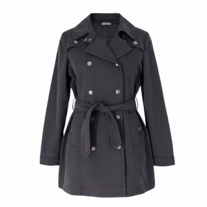 James Perse Cotton Belted Tie Waist Double Breasted Peacoat Trench Jacket size 4